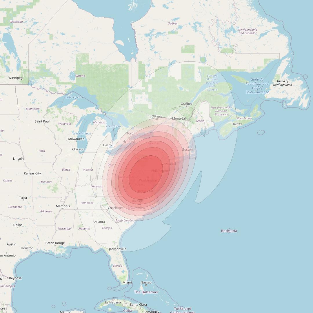 Directv 9S at 101° W downlink Ku-band BB21 (Washington) Beam coverage map