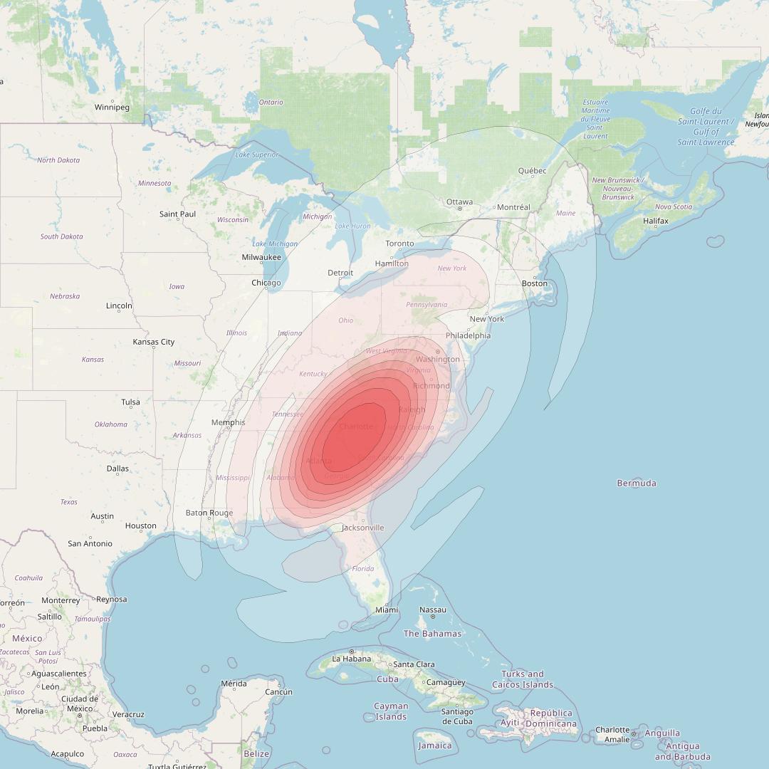 Directv 9S at 101° W downlink Ku-band CB14 (Charlotte) Beam coverage map