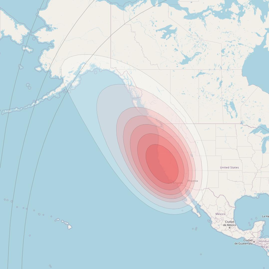 Skyterra 1 at 101° W downlink Ku-band TKU2 beam coverage map