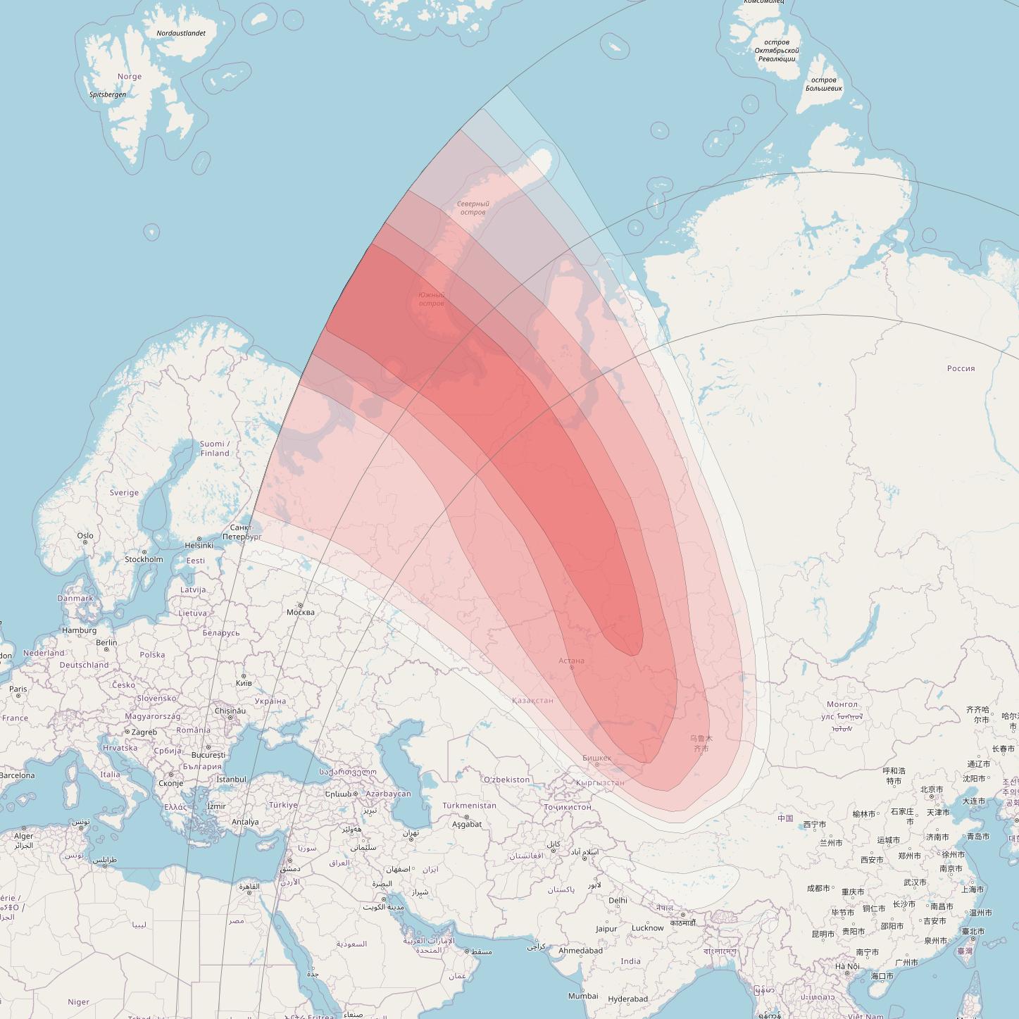 Express AMU3 at 103° E downlink Ku-band FK2 Spot beam coverage map