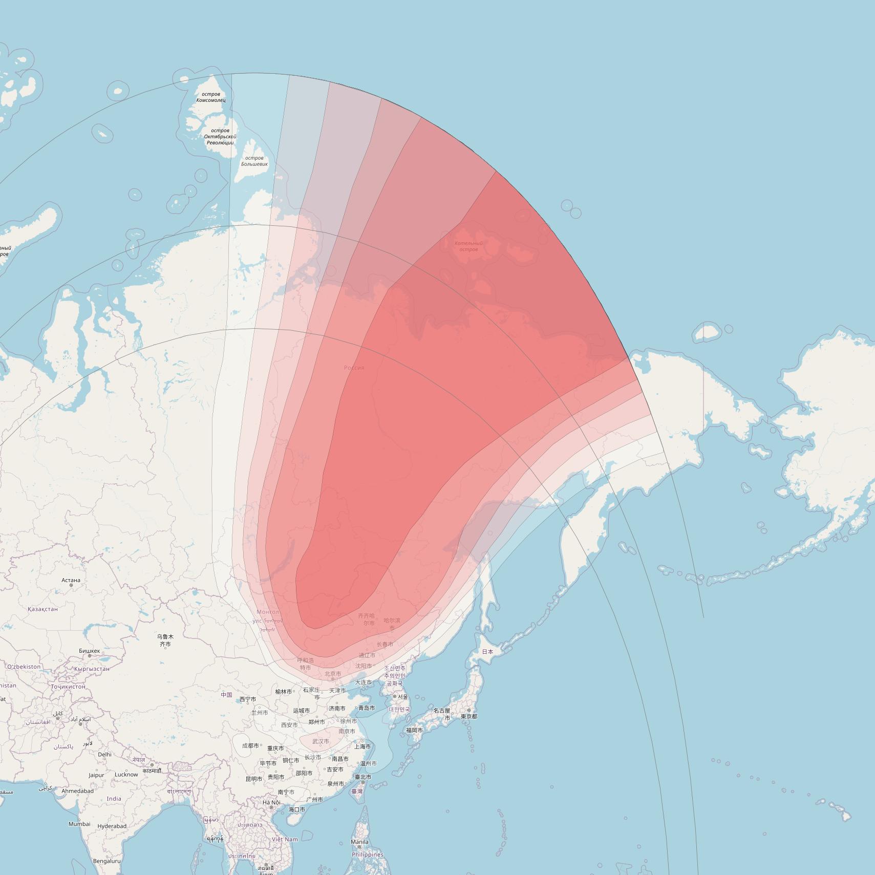 Express AMU3 at 103° E downlink Ku-band FK4 Spot beam coverage map