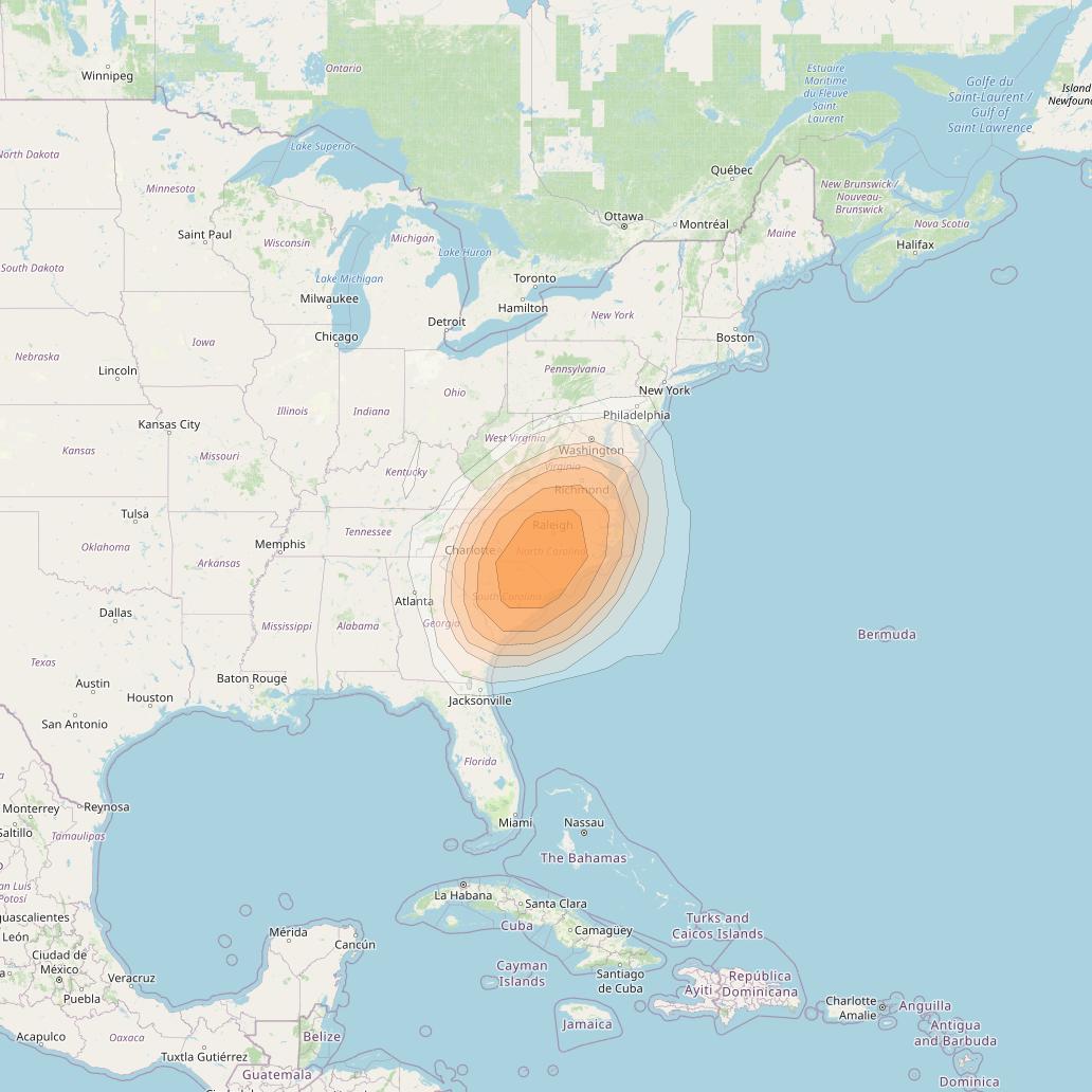 Directv 12 at 103° W downlink Ka-band A4B1 (Raleigh) Spot beam coverage map