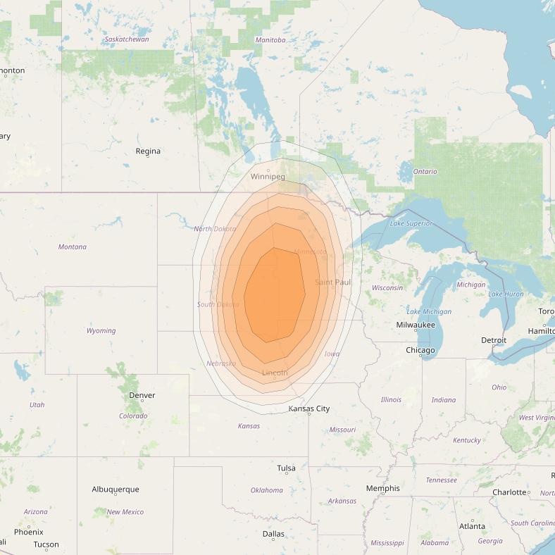 Directv 10 at 103° W downlink Ka-band A1B7 (Sioux Falls) Spot beam coverage map