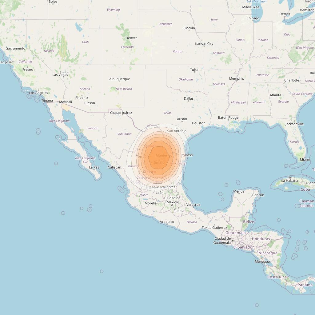 Directv 10 at 103° W downlink Ka-band A1B8 (Saltillo) Spot beam coverage map