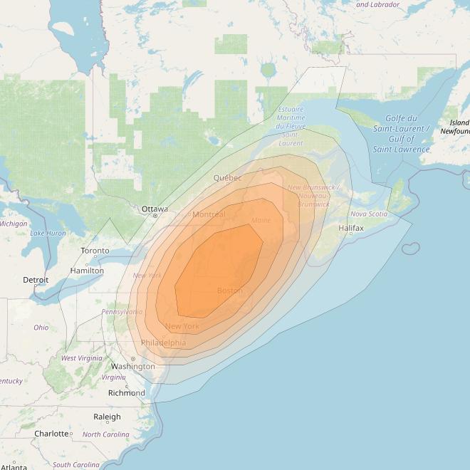 Directv 10 at 103° W downlink Ka-band A3B1 (Boston) Spot beam coverage map