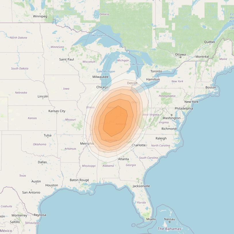 Directv 10 at 103° W downlink Ka-band A4B4 (Cincinatti) Spot beam coverage map