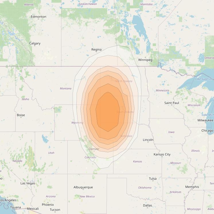 Directv 10 at 103° W downlink Ka-band A4B8 (Rapid City) Spot beam coverage map