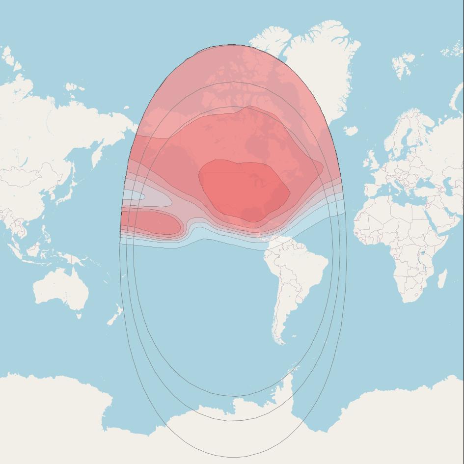 AMSC 1 at 107° W downlink Ku-band CONUS (KU1E) beam coverage map