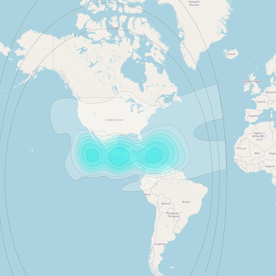 AMSC 1 at 107° W downlink L-band LE5 beam coverage map