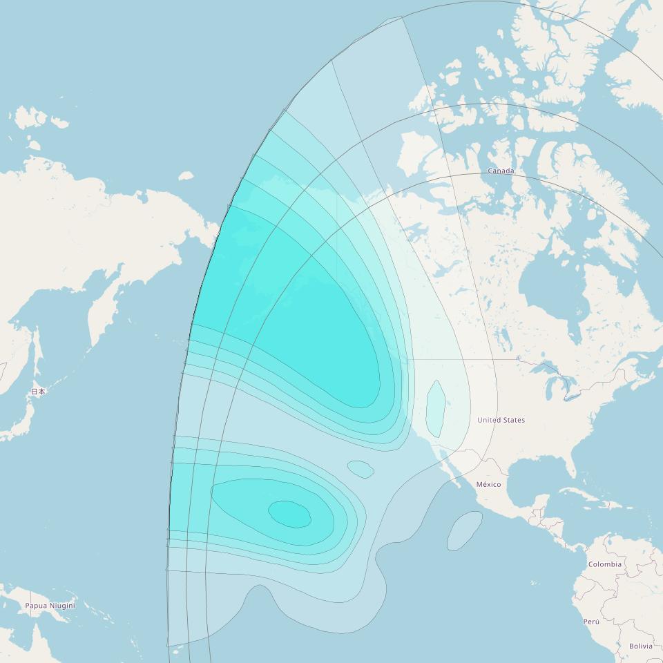 AMSC 1 at 107° W downlink L-band LE6 beam coverage map