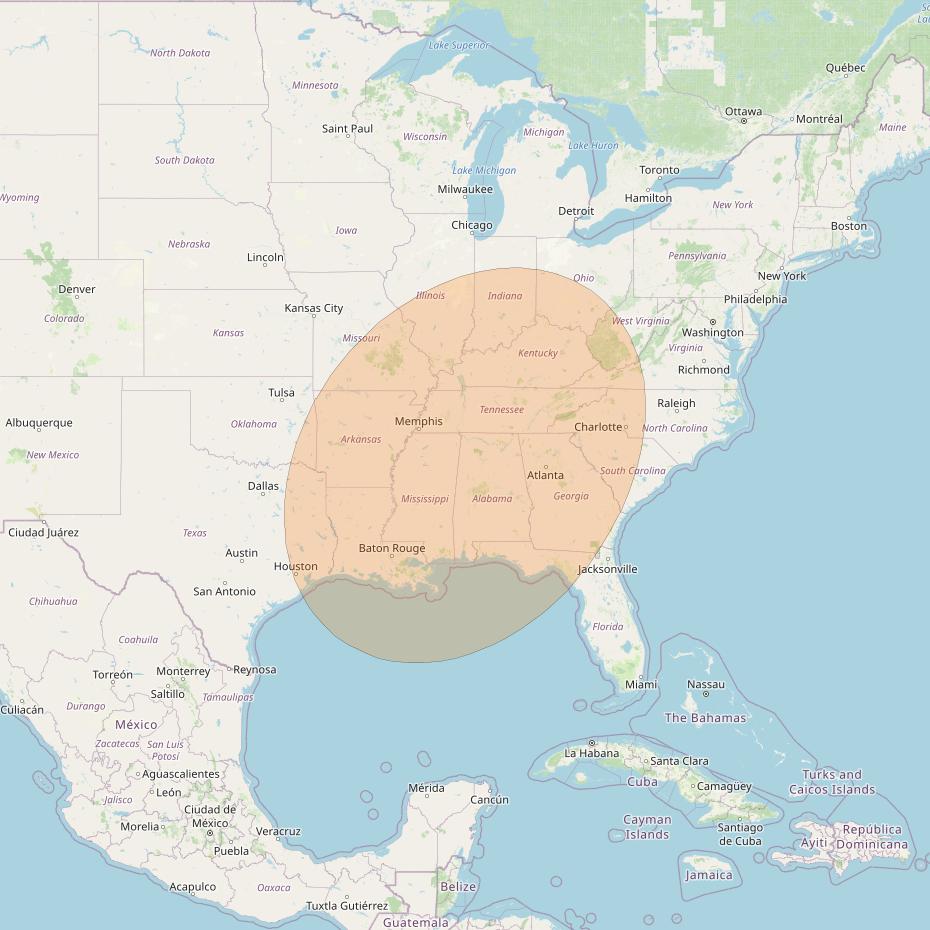 AMC 15 at 105° W downlink Ka-band Spot 11 beam coverage map