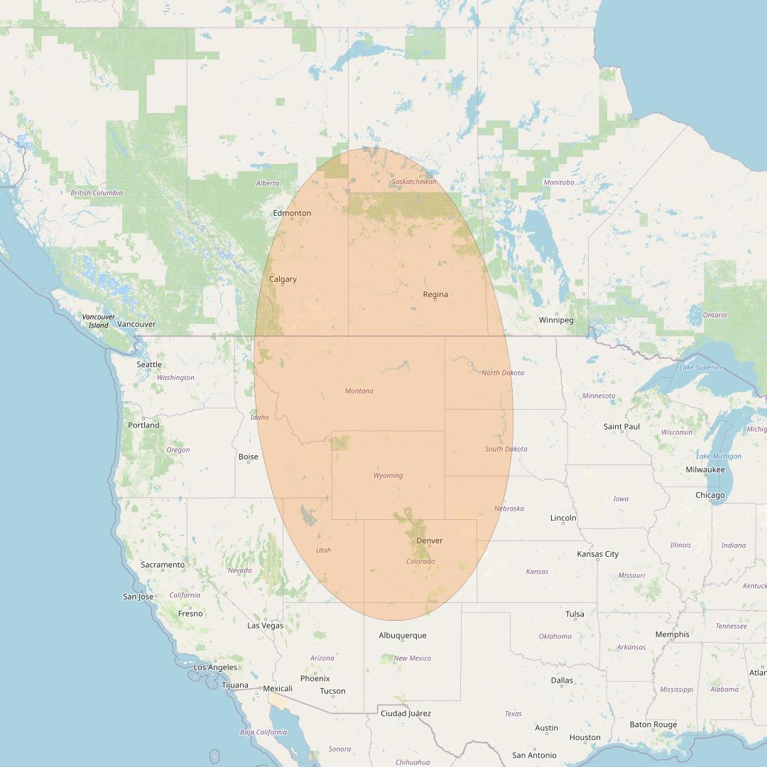 AMC 15 at 105° W downlink Ka-band Spot 3 beam coverage map