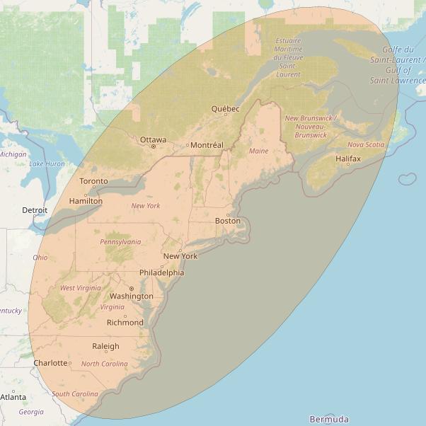 AMC 15 at 105° W downlink Ka-band Spot 6 beam coverage map