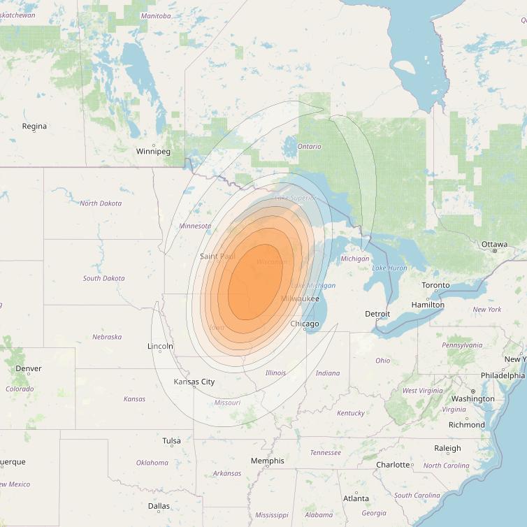 Echostar 17 at 107° W downlink Ka-band Spot U12DL beam coverage map