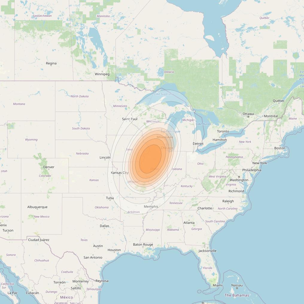 Echostar 17 at 107° W downlink Ka-band Spot U21DL beam coverage map