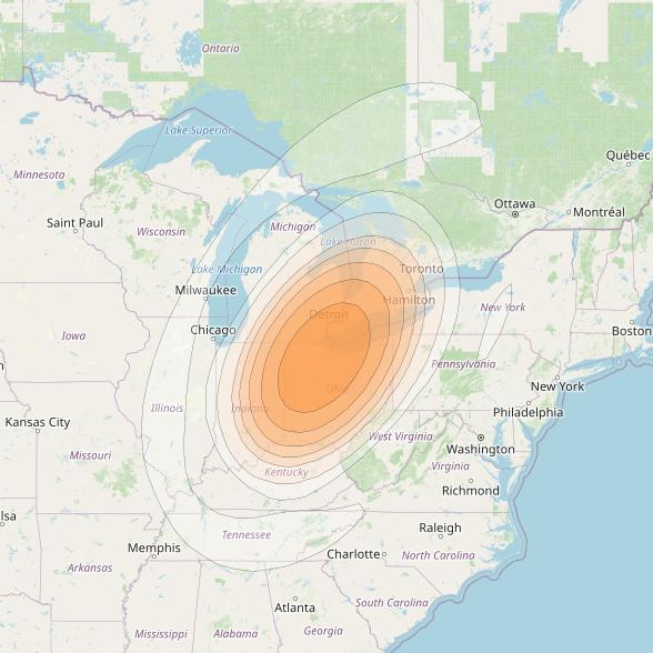 Echostar 17 at 107° W downlink Ka-band Spot U23DL beam coverage map