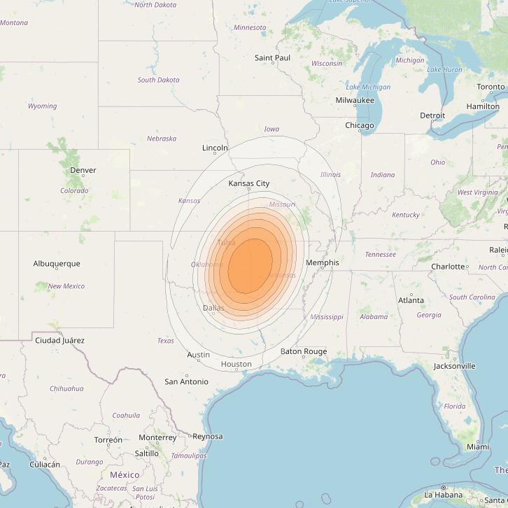 Echostar 17 at 107° W downlink Ka-band Spot U36DL beam coverage map