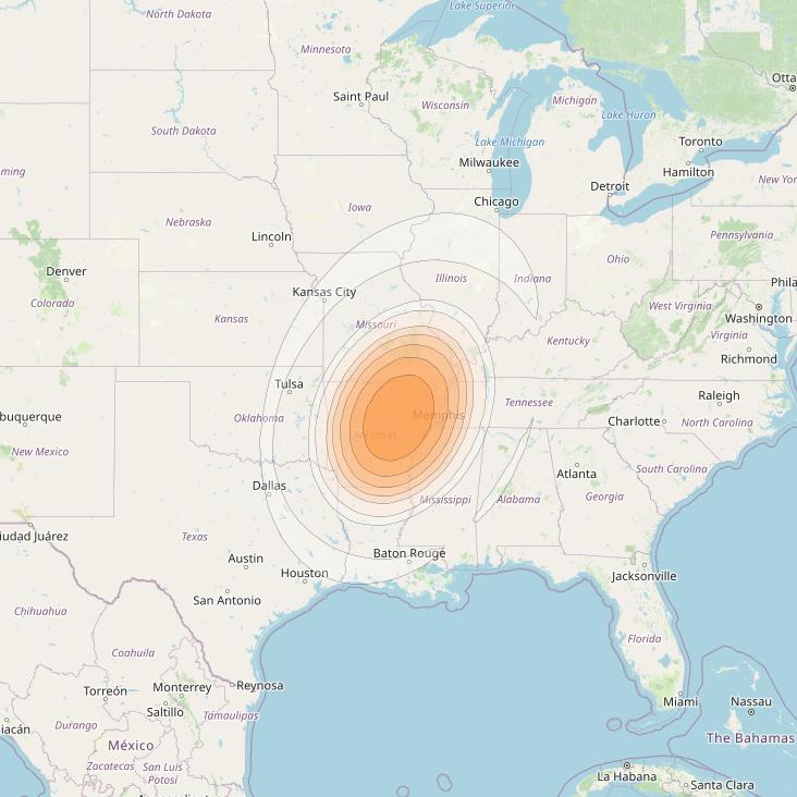 Echostar 17 at 107° W downlink Ka-band Spot U37DL beam coverage map