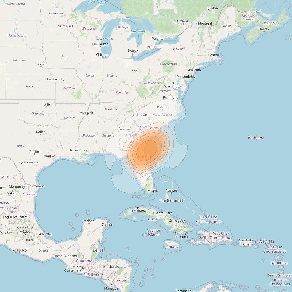 Echostar 17 at 107° W downlink Ka-band Spot U57DL beam coverage map