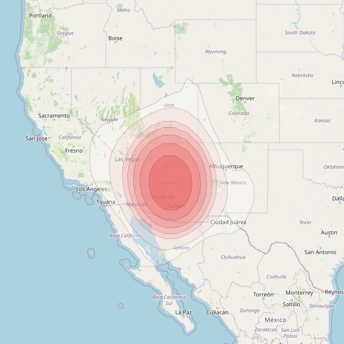 Echostar 10 at 110° W downlink Ku-band Spot CentralArizonaT35 Beam coverage map