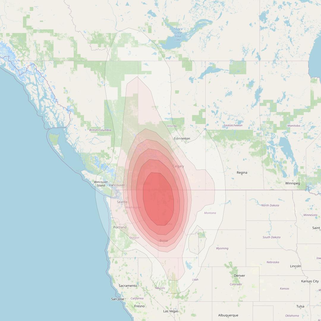 Echostar 10 at 110° W downlink Ku-band Spot EastWashingtonT40 Beam coverage map