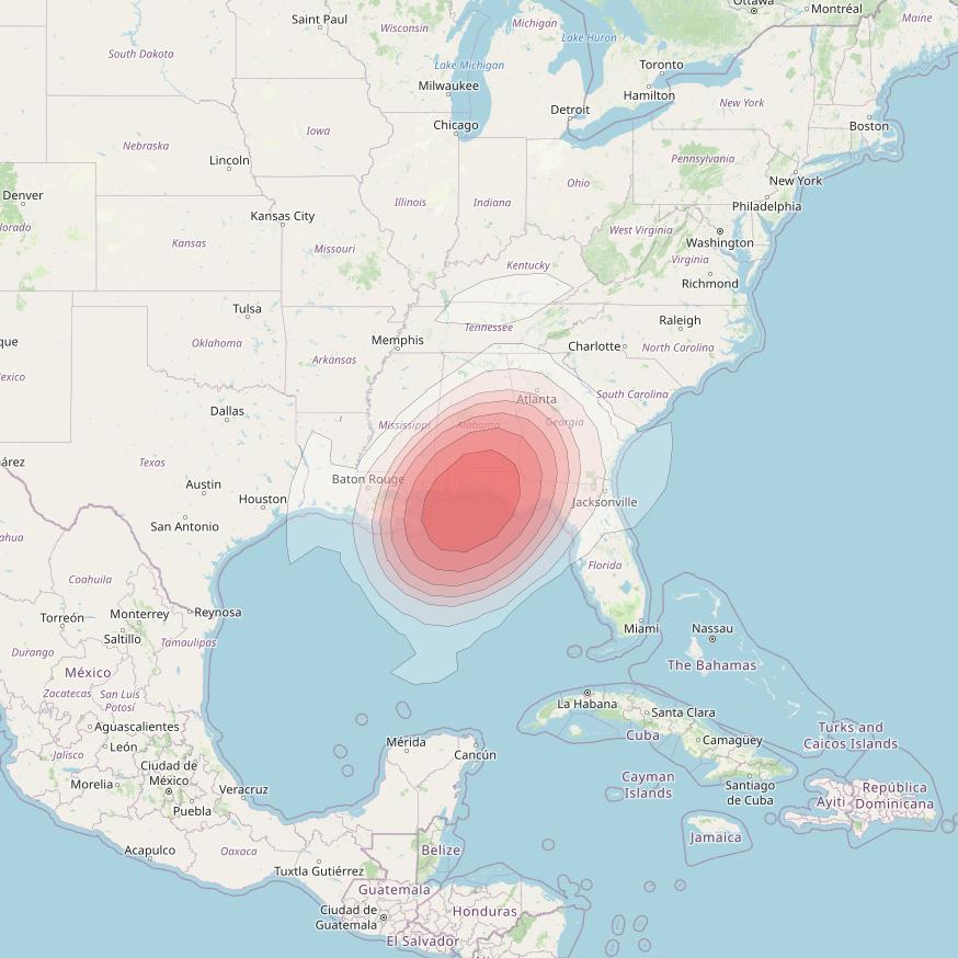 Echostar 10 at 110° W downlink Ku-band Spot NWFloridaT7 Beam coverage map