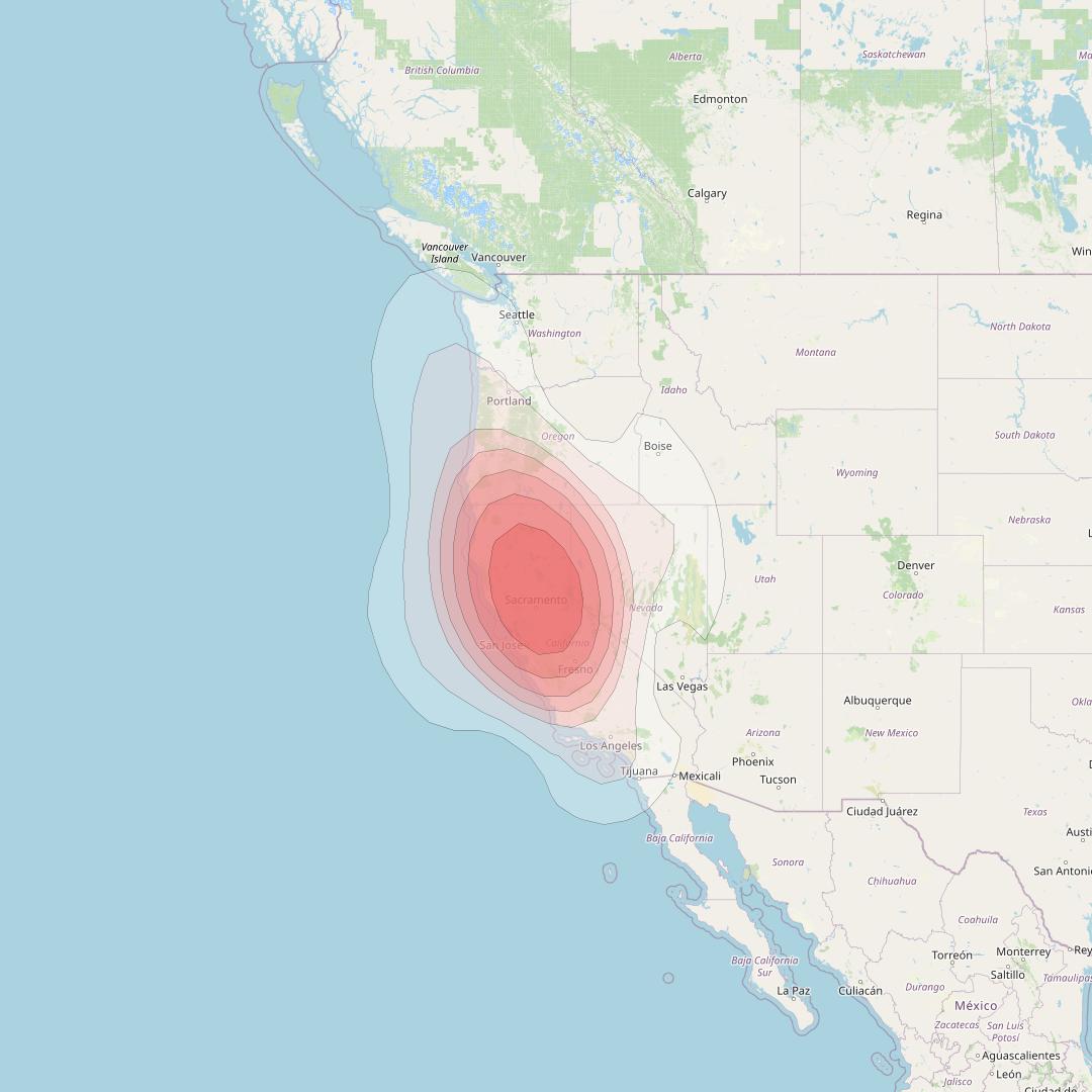 Echostar 10 at 110° W downlink Ku-band Spot NorthCaliforniaT43 Beam coverage map