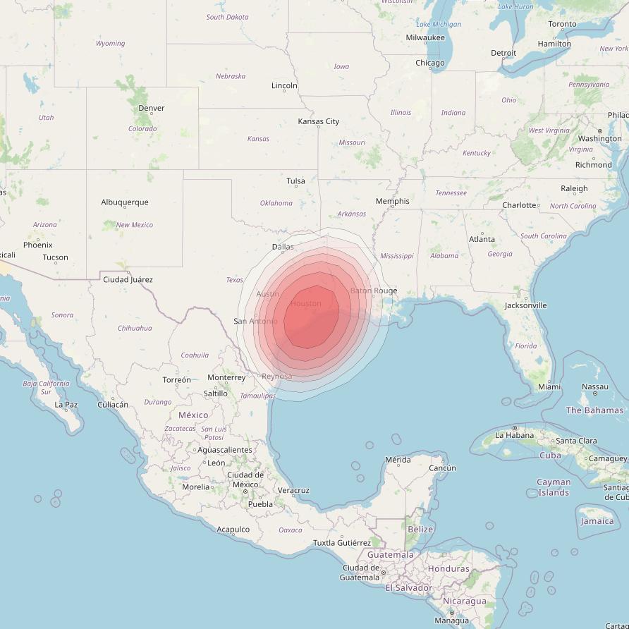 Echostar 10 at 110° W downlink Ku-band Spot SETexasT16 Beam coverage map