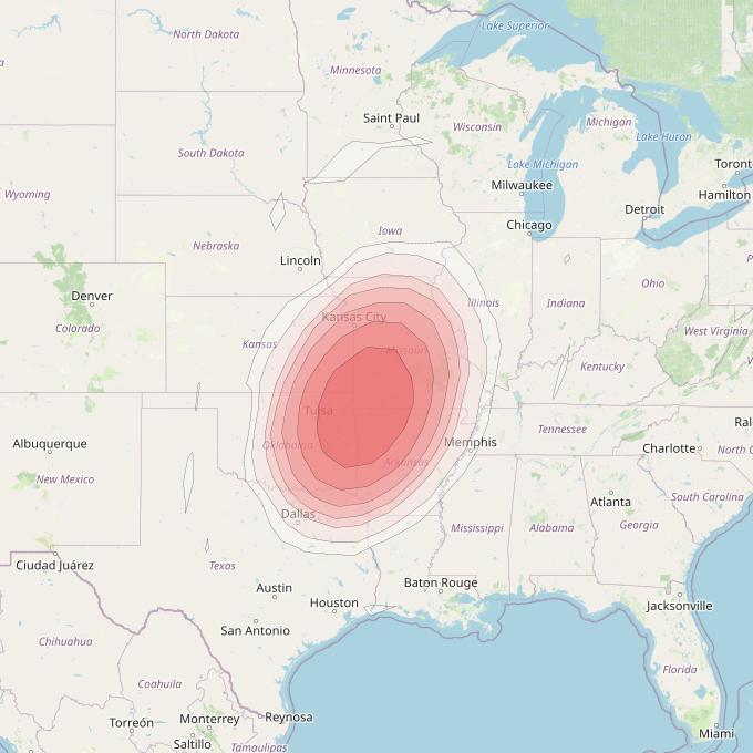 Echostar 10 at 110° W downlink Ku-band Spot SWMissouriT20 Beam coverage map