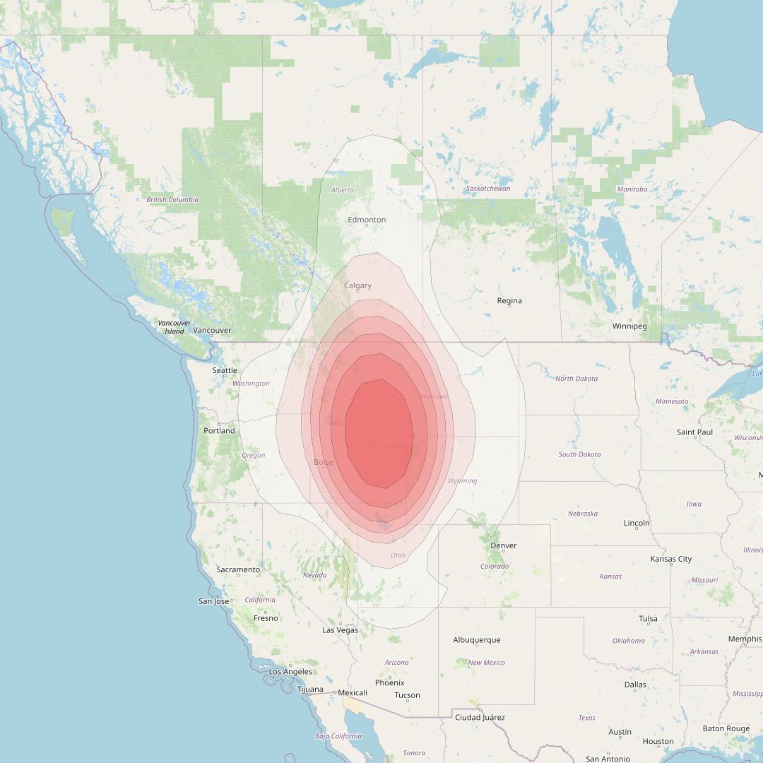 Echostar 10 at 110° W downlink Ku-band Spot SWMontanaT37 Beam coverage map