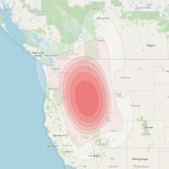 Echostar 10 at 110° W downlink Ku-band Spot WestIdahoT41 Beam coverage map