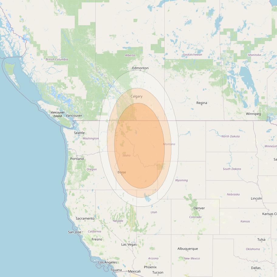 Anik F2 at 111° W downlink Ka-band Spot 13 beam coverage map