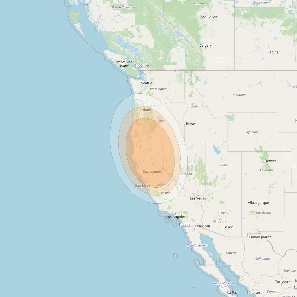 Anik F2 at 111° W downlink Ka-band Spot 21 beam coverage map