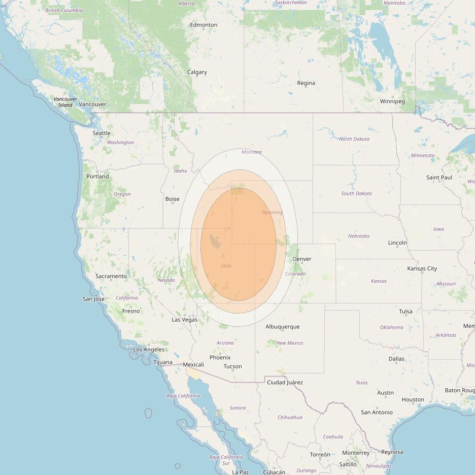 Anik F2 at 111° W downlink Ka-band Spot 23 beam coverage map