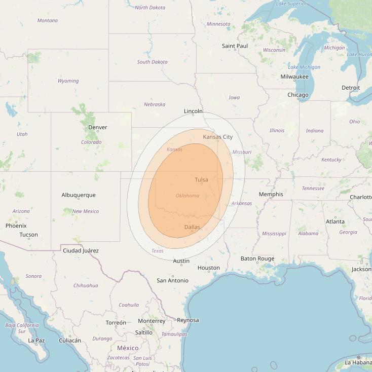 Anik F2 at 111° W downlink Ka-band Spot 34 beam coverage map