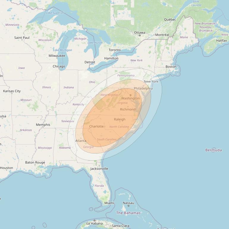 Anik F2 at 111° W downlink Ka-band Spot 37 beam coverage map