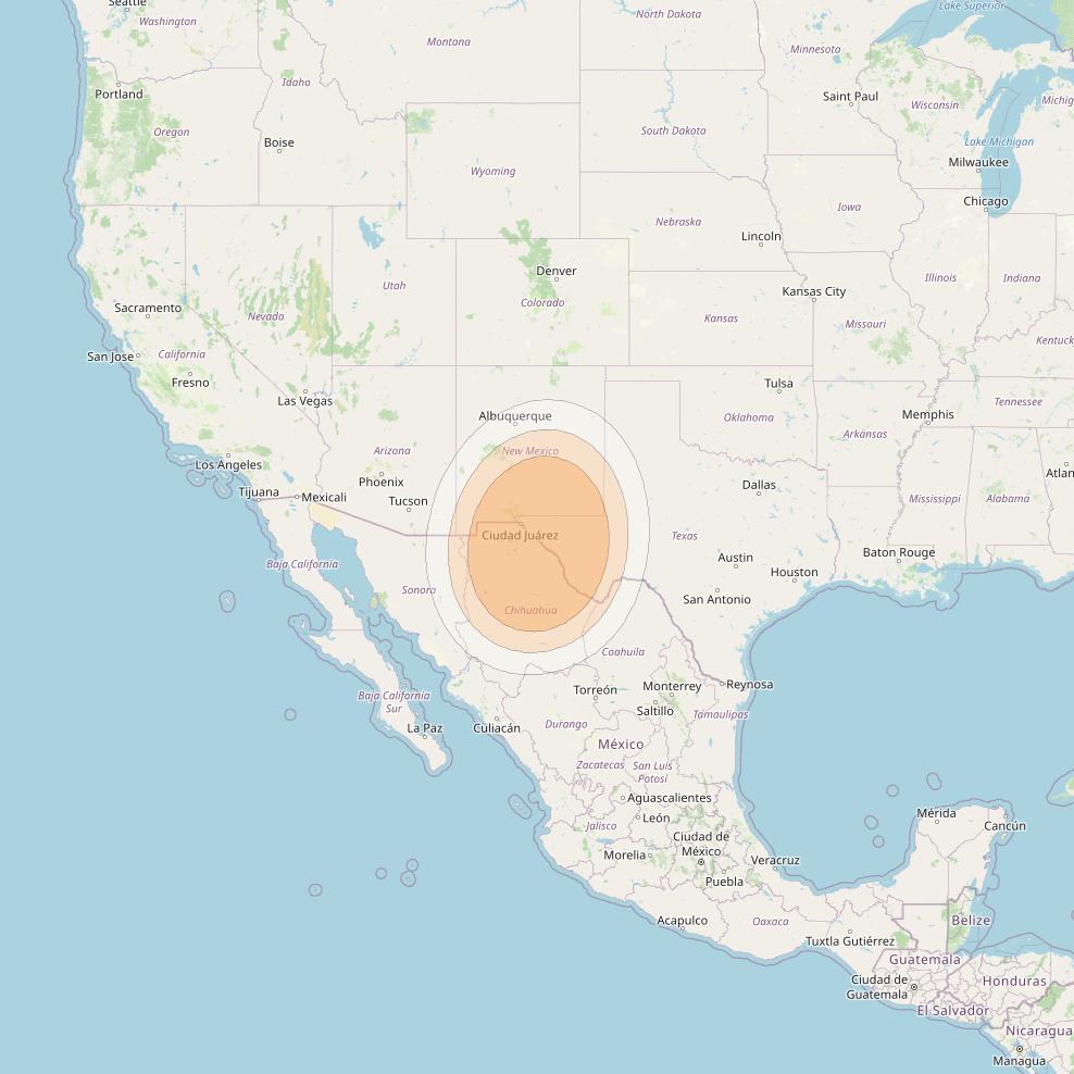 Anik F2 at 111° W downlink Ka-band Spot 39 beam coverage map