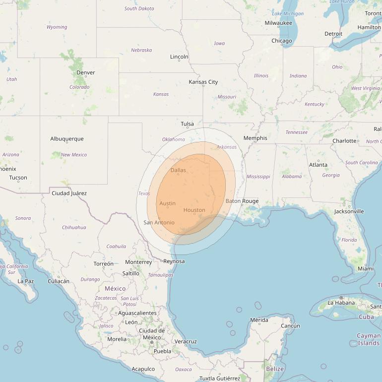 Anik F2 at 111° W downlink Ka-band Spot 41 beam coverage map