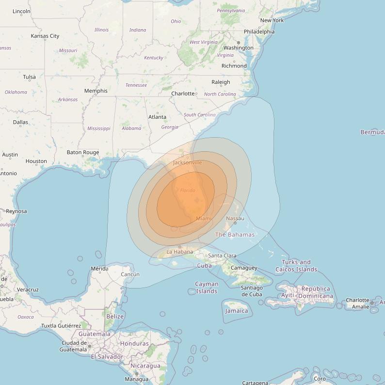 Anik F2 at 111° W downlink Ka-band Spot 45 beam coverage map