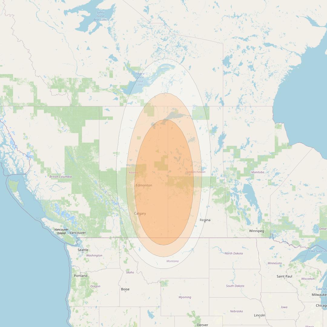 Anik F2 at 111° W downlink Ka-band Spot 7 beam coverage map