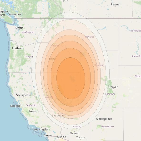 Wildblue 1 at 111° W downlink Ka-band Spot 110 (APA4GW1) beam coverage map