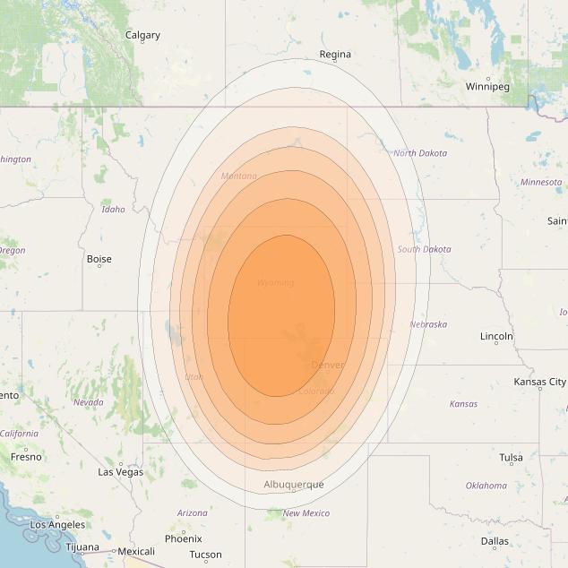 Wildblue 1 at 111° W downlink Ka-band Spot 111  (APA1GW11) beam coverage map