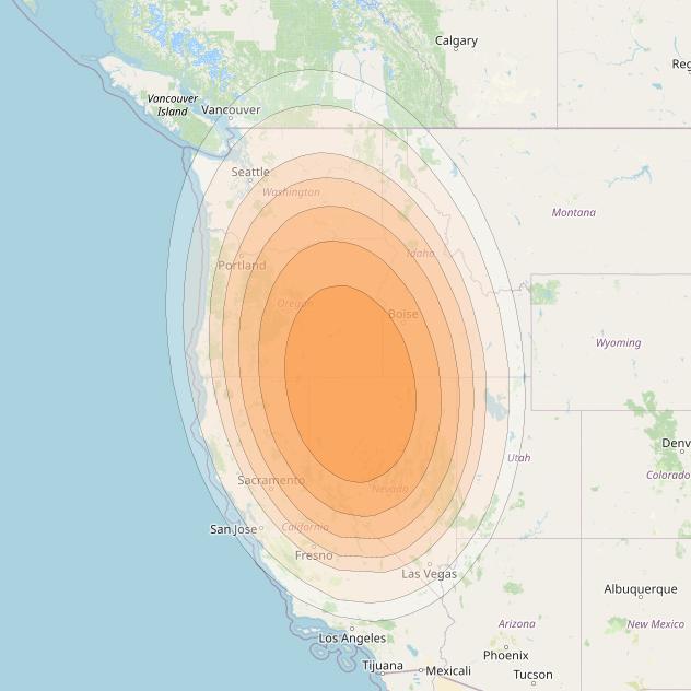 Wildblue 1 at 111° W downlink Ka-band Spot 109 (APA1GW1) beam coverage map