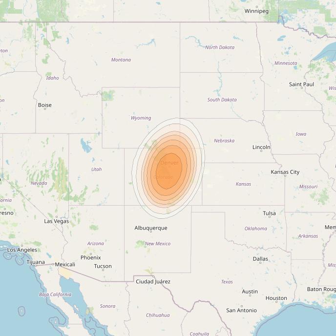 ViaSat 1 at 115° W downlink Ka-band Gateway G10DL beam coverage map