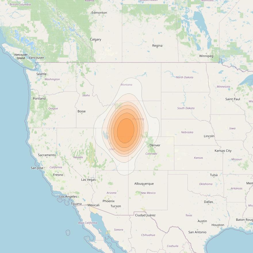 ViaSat 1 at 115° W downlink Ka-band Gateway G11DL beam coverage map