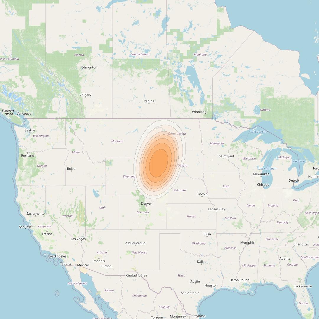 ViaSat 1 at 115° W downlink Ka-band Gateway G14DR beam coverage map