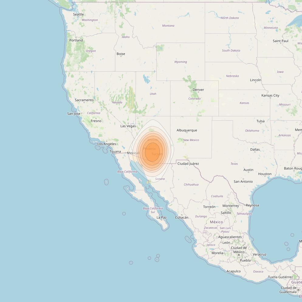 ViaSat 1 at 115° W downlink Ka-band Gateway G4DL beam coverage map