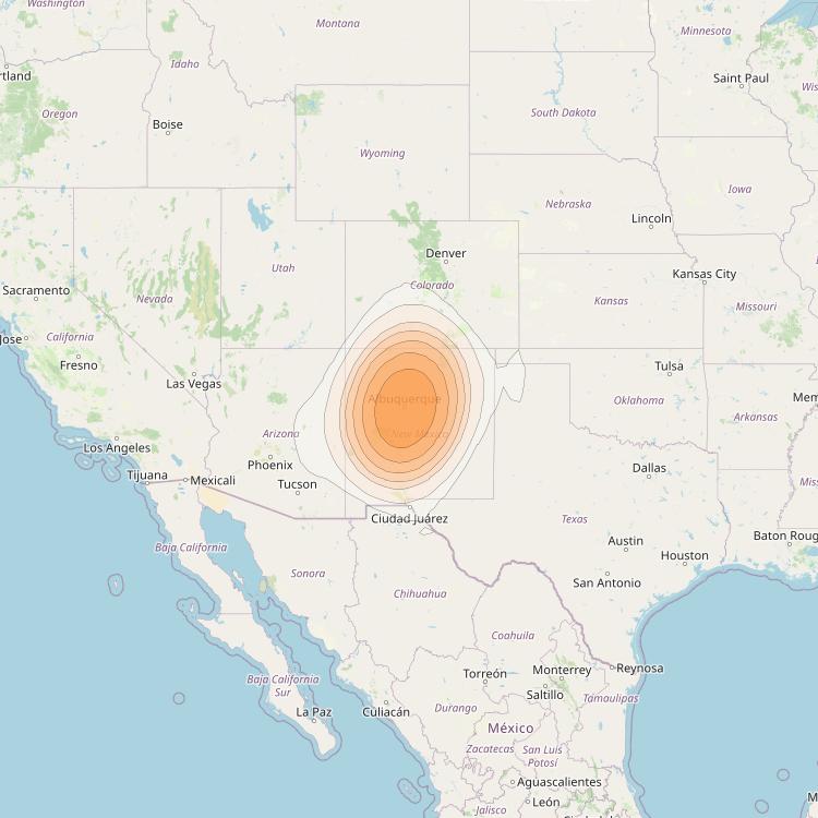 ViaSat 1 at 115° W downlink Ka-band Gateway G5DR beam coverage map