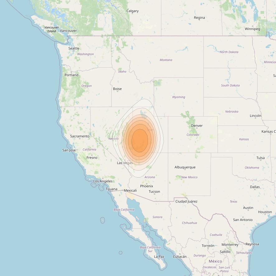 ViaSat 1 at 115° W downlink Ka-band Gateway G7DL beam coverage map