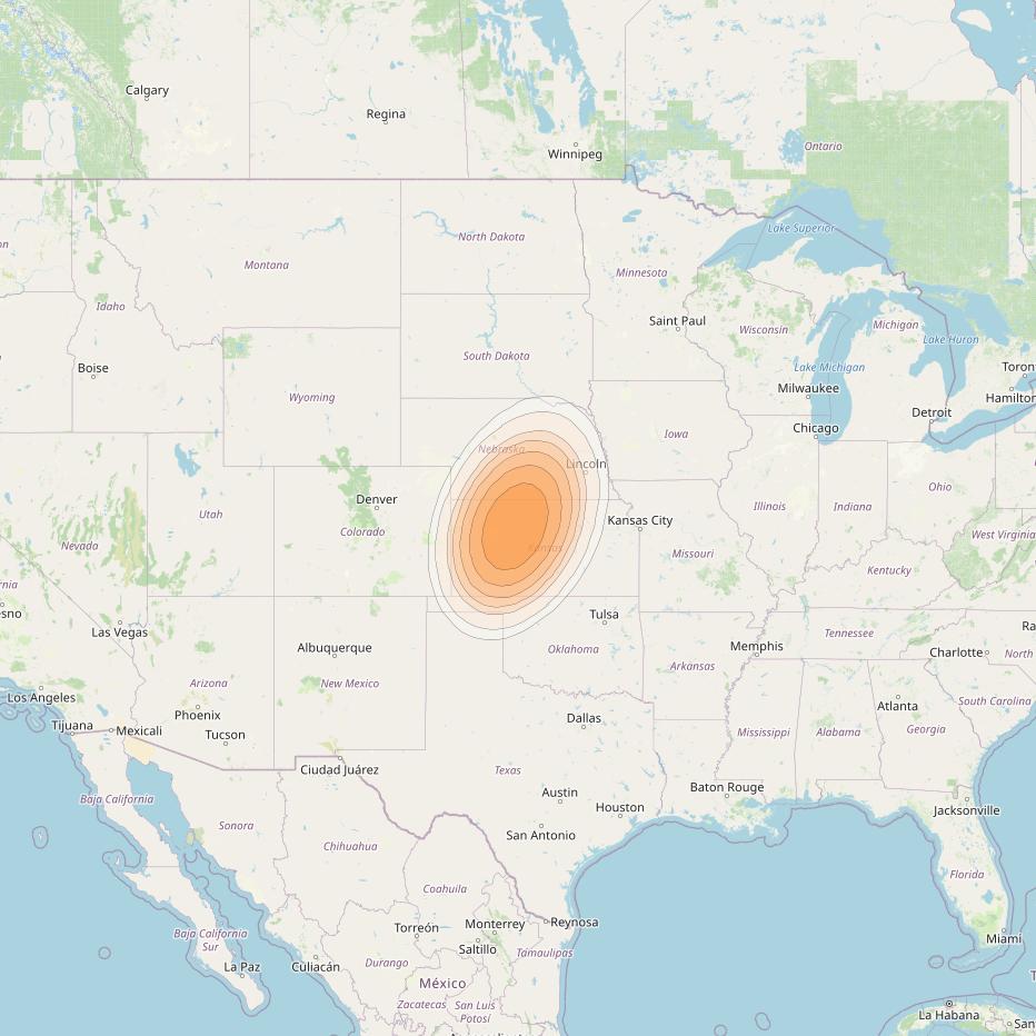 ViaSat 1 at 115° W downlink Ka-band Gateway G8DR beam coverage map